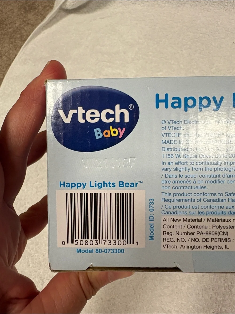 VTech Baby Happy Lights Bear - Blue Interactive Plush Bear nwt